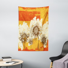 Abstract Drawing Flowers Tapestry