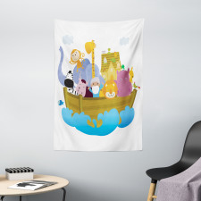 Boat Journey Cartoon Tapestry