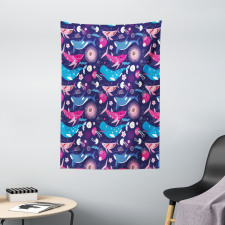 Floral Nautical Elements Tapestry