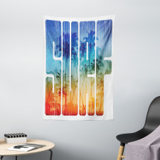 Surf Retro Letters Palms Tapestry