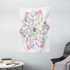 Round Flower Frame Tapestry