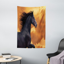Galloping Friesian Horse Tapestry