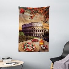 Colosseum Italy Pizza Autumn Tapestry