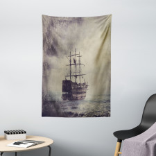 Old Pirate Ship in Sea Tapestry