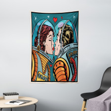 Cartoon Kiss in Space Tapestry