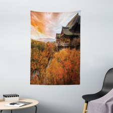 Japanese Building in Fall Tapestry