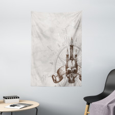 Priate Skull Compass Tapestry