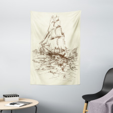 Hand Drawn Ship Tapestry