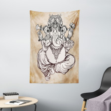 Vintage Grunge Elephant Motif Tapestry