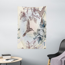Birds Hibiscus Flowers Tapestry