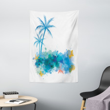 Seashells Blue Palm Art Tapestry