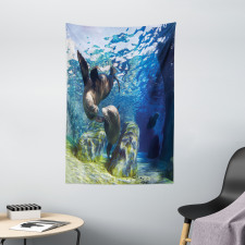 Playful Sea Lions Tapestry