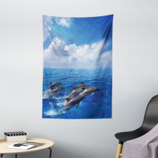 Jumping Dolphins in Sky Tapestry