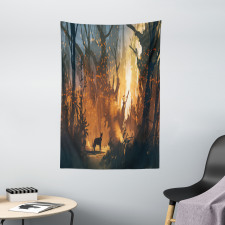 Lost Dog in Forest Art Tapestry