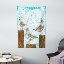 Grungy Sketch Seagulls Tapestry
