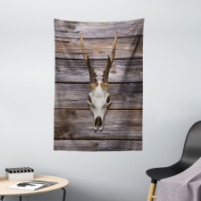 Rustic Antlers on Wood Tapestry