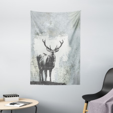 Stag Silhouette Grunge Tapestry