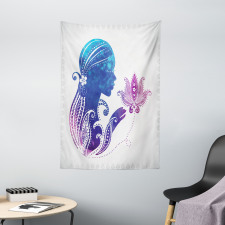 Lady with Floral Hair Tapestry