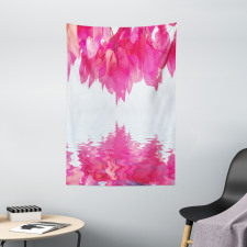 Pink Leaves on River Tapestry