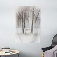 Bench Trees Snowflakes Tapestry