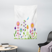 Floral Cartoon Art Tapestry