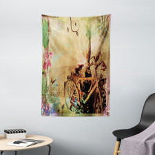 Bikes in Street Floral Tapestry