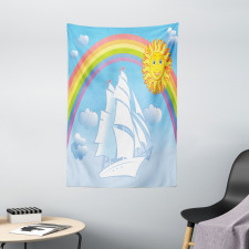 Motivational Ship Rainbow Tapestry