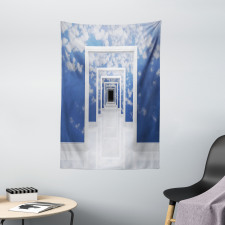 Sky Clouds on Walls Tapestry