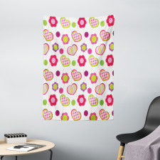 Flowers Heart Shapes Tapestry