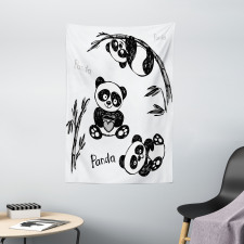 Hand Drawn Panda Poses Tapestry