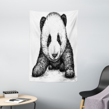 Baby Panda Bear Sketch Tapestry