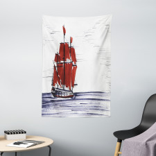 Saliling Ship on Sea Tapestry