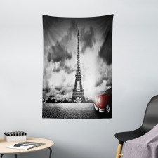 Eiffel Tower Cloudy Day Tapestry