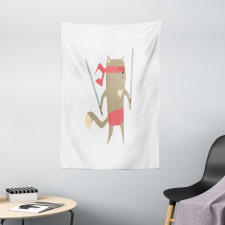 Samurai Figh Kitty Ninja Tapestry