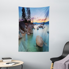 Romantic Lake Sunset Tapestry