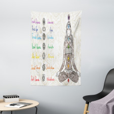 Sketch Yoga Posed Girl Tapestry