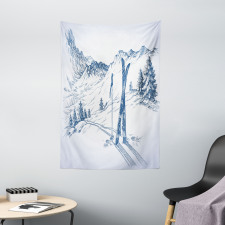 Ski Sport Mountain View Tapestry