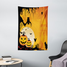 Spooky Pumkins Owl Art Tapestry