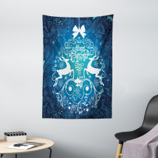 Deer and Floral Ornaments Tapestry