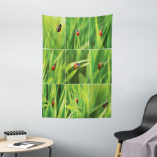 Ladybug over Fresh Grass Tapestry