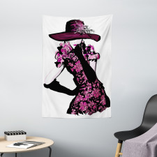 Woman in Floral Dress Tapestry