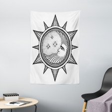 Moon with Stars in Sun Tapestry