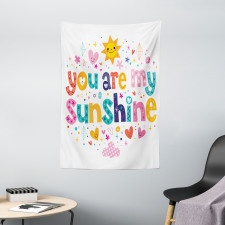 Cartoon Happy Sun Heart Tapestry