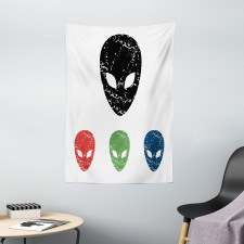 Grunge Alien Heads Art Tapestry