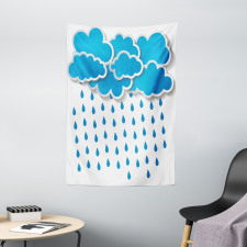 Puffy Clouds Rainy Day Tapestry