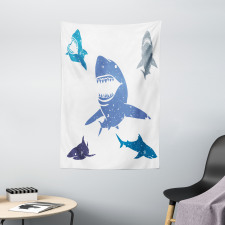 Grunge Sharks Wildlife Tapestry