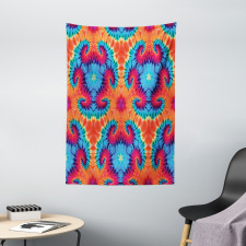 Orange and Blue Motif Colorful Tapestry