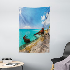 Ship Wreck on Beach Tapestry