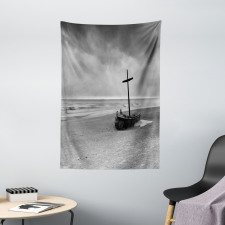 Wreck Boat on the Beach Tapestry