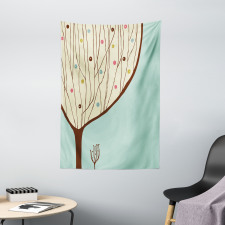 Aqua Hand Drawn Tree Tapestry